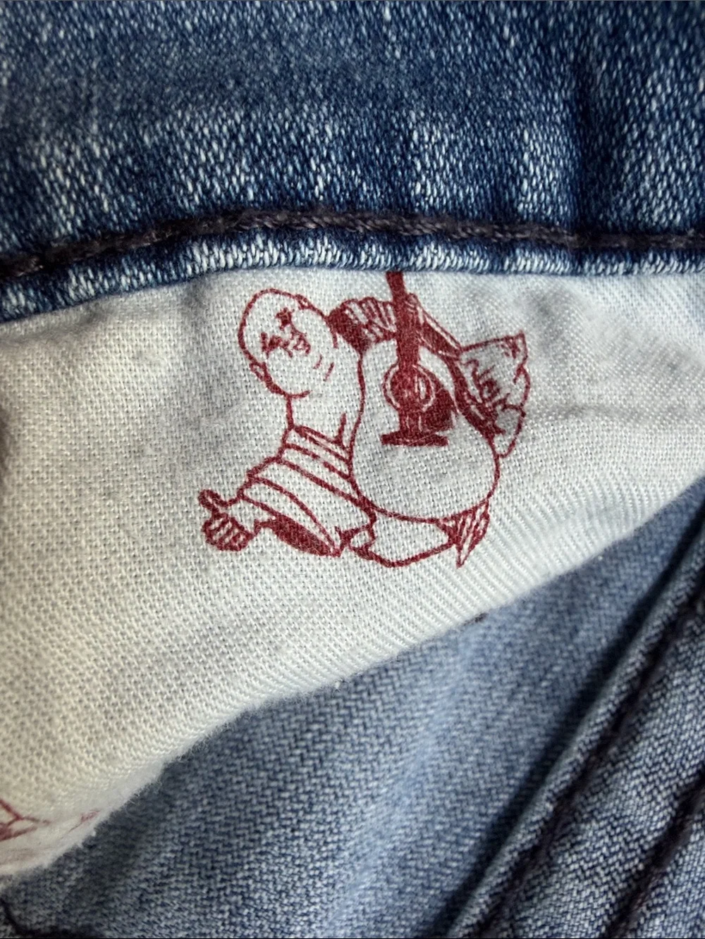 True Religion Men's Light Blue Skinny Moto Jeans with Knee Paneling